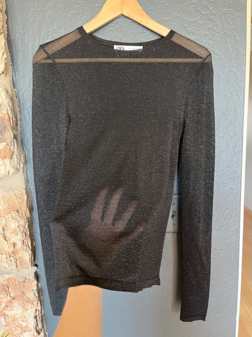 ZARA sheer mesh long sleeve top S - Picture 2 of 3